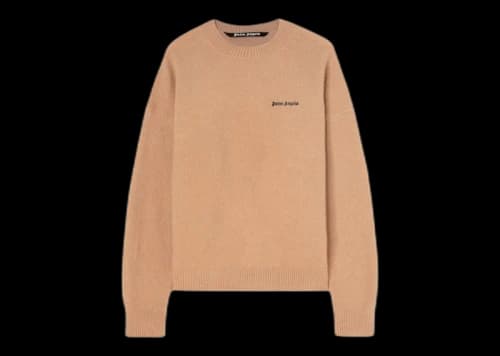Palm Angels Logo-Embroidered Wool-Blend Jumper Camel Brown