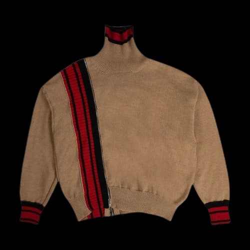 Palm Angels Wool Zip Detail Sweater 'Beige'
