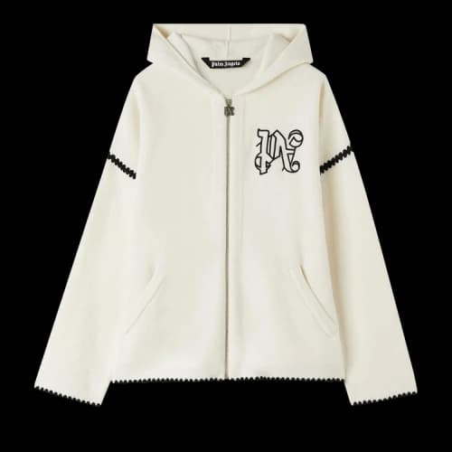 Palm Angels Monogram Knit Zip Hoodie 'Off White'