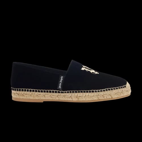 Palm Angels Logo-Embroidered Velvet Espadrilles 'Black'