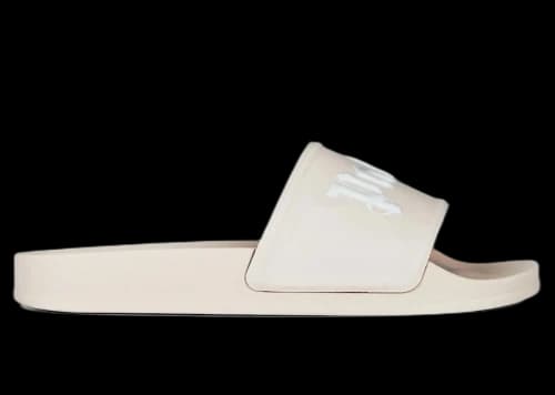 Palm Angels Logo Slide Beige White