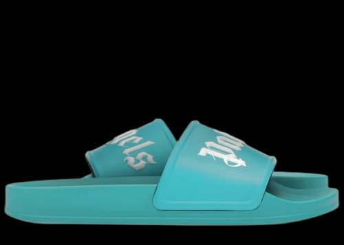 Palm Angels Logo Pool Slides Light Blue