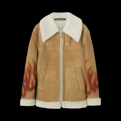Palm Angels Burning Sherling Jacket 'Sand/Red'