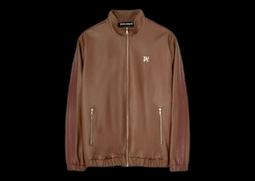 Palm Angels Pa Monogram Leather Track Jacket Chocolate brown