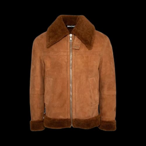 Palm Angels University Shearling Jacket 'Brown/Beige'
