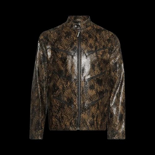Palm Angels Snake Zip Up Leather Biker 'Green/Black'
