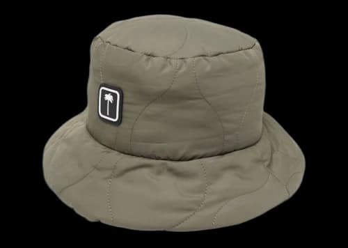 Palm Angels Patch Logo Quilted Bucket Hat Military White