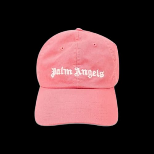 Palm Angels Embroidered Gothic Intarsia Logo Strap-Back Cap Pink/White