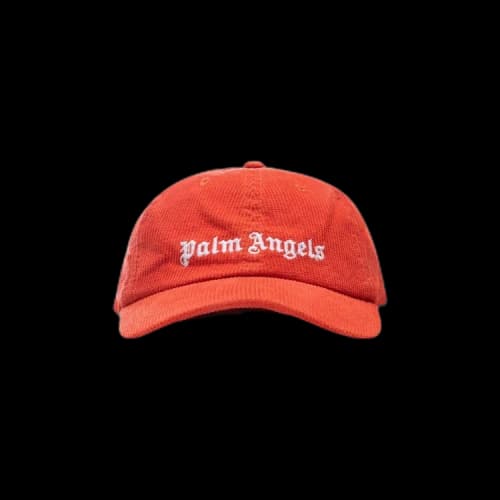 Palm Angels Corduroy Embroidered Logo Cap Red White
