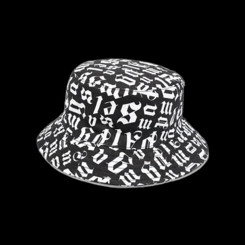 Palm Angels Logo Print Bucket Hat Black