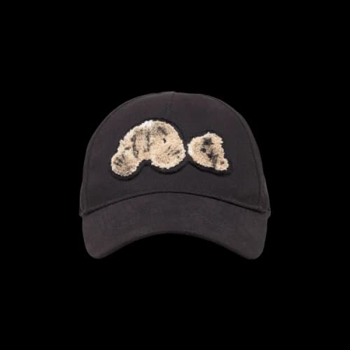 Palm Angels Spray bear Print Cap Black Beige