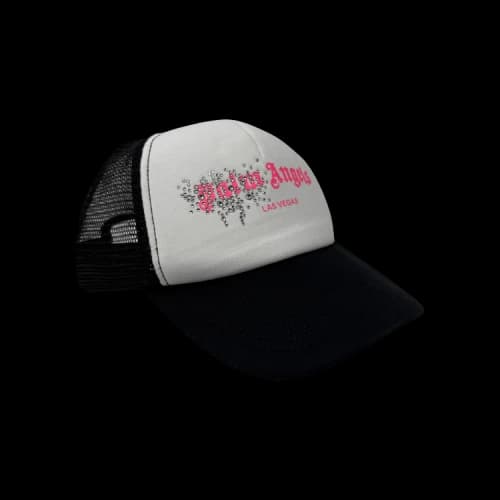 Palm Angels Rhinestone Las Vegas Trucker Cap Black/White/Pink
