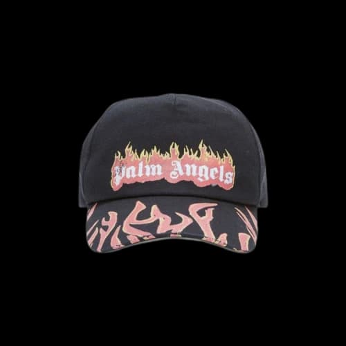 Palm Angels Flames Logo Baseball Cap Black/Orange