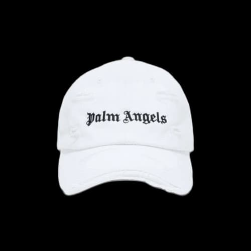 Palm Angels Ripped Logo Cap 'White/Black'