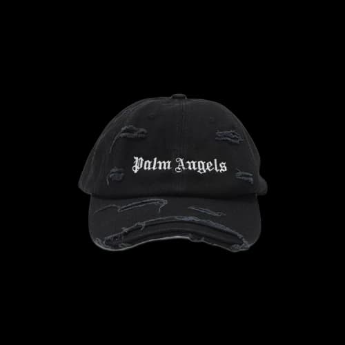 Palm Angels Ripped Logo Cap 'Black/White'