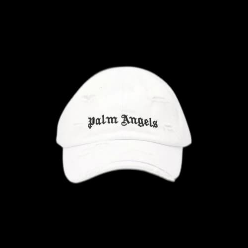 Palm Angels Ripped Logo Cap White/Black