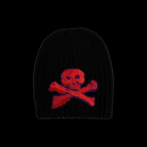 Palm Angels Wool Knit Skull And Crossbones Patch Beanie 'Black'