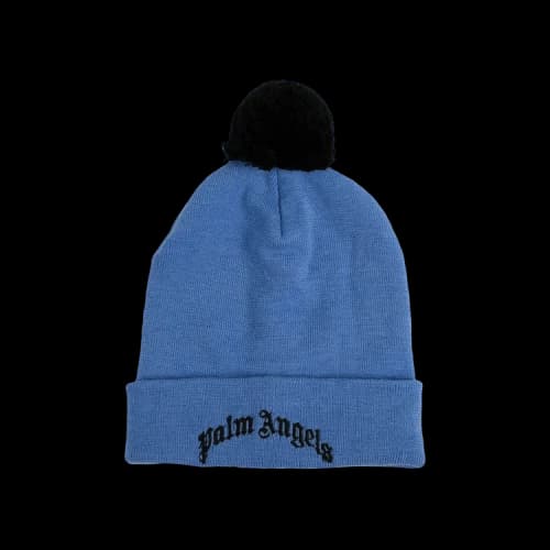 Palm Angels Embroidered Logo Pom Pom Beanie 'Blue/Black'