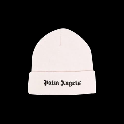 Palm Angels Brand Logo Beanie Beige