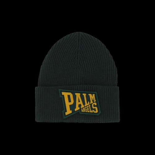 Palm Angels Logo Patch Knitted Beanie 'Military/Gold'