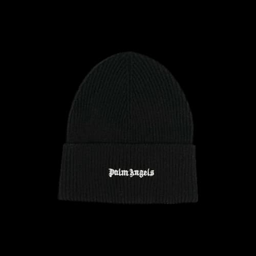 Palm Angels Classic Logo Ribbed Beanie Black/White