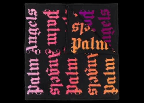 Palm Angels Rainbow Monogram Knitted Scarf Black/Orange