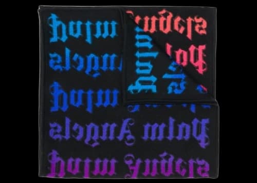 Palm Angels Rainbow Monogram Knitted Scarf Black/Blue