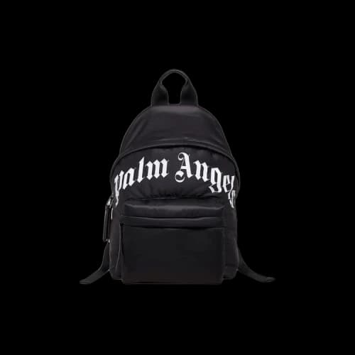 Palm Angels Technical Fabric Curved Logo Backpack Black White