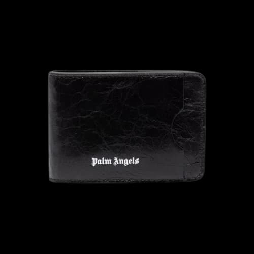Palm Angels Crinkle Leather Cardholder 'Black/White'
