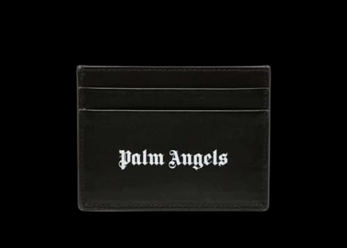 Palm Angels Logo-Print Leather Card Holder Black