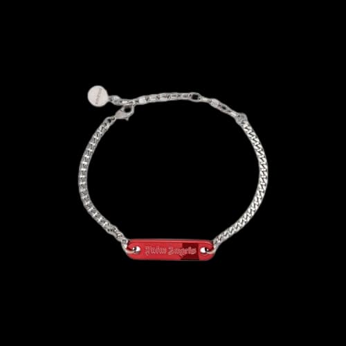 Palm Angels Logo Plate Bracelet 'Silver/Red'