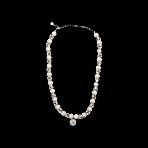 Palm Angels Monogram Pearls Necklace 'Silver'