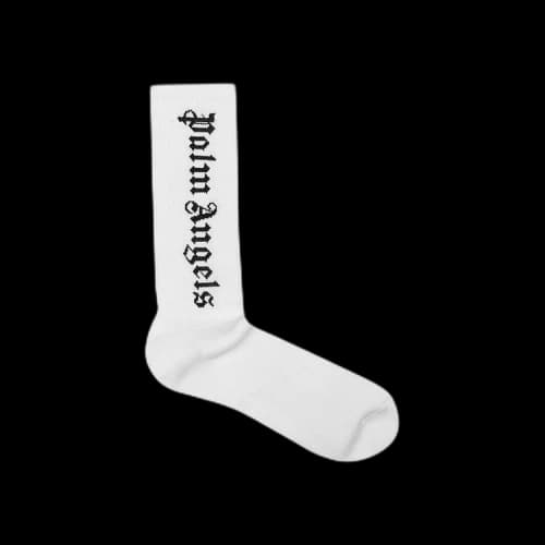 Palm Angels Vertical Logo Socks 'White/Black'