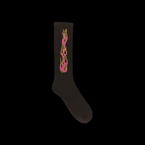 Palm Angels Flames Socks 'Black/Fuchsia'