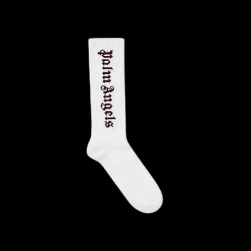 Palm Angels Classic Logo Socks 'White/Bordeaux'