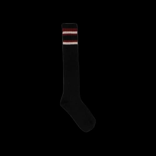 Palm Angels Ribbed Stiped Knee High Socks 'Black/Bordeaux'