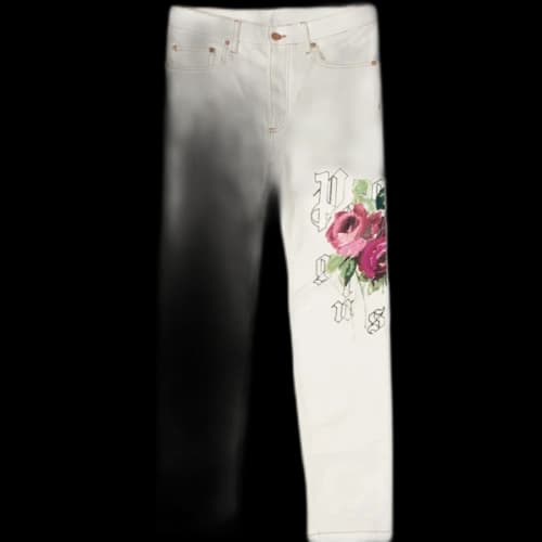 Palm Angels Rose 5 Poket Jeans White