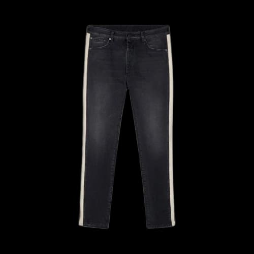 Palm Angels Side Striped Slim Fit Jeans Black/White