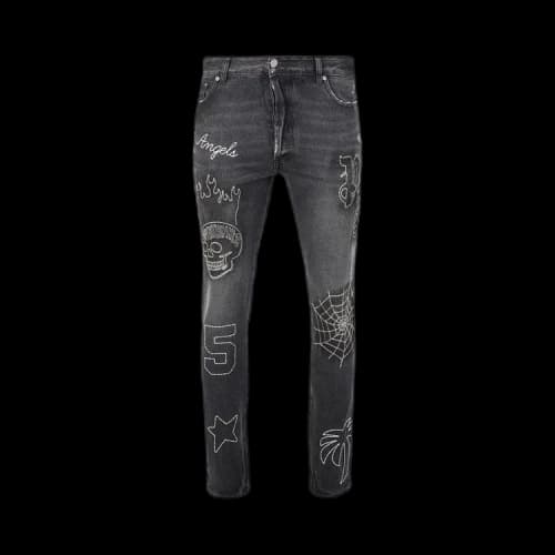 Palm Angels B Spider Classic 5 Pockets 'Black/Silver'