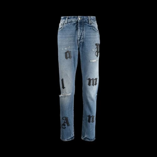 Palm Angels Logo Patch Classic 5 Pocket Jeans 'Blue/Black'