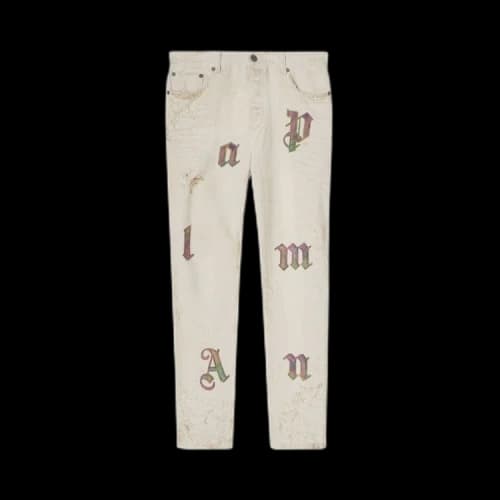 Palm Angels Rainbow Logo Patch Jeans 'Off White'
