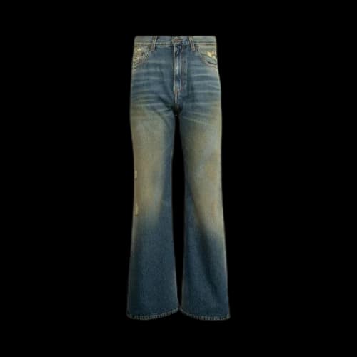 Palm Angels Ripped Straight Leg Jeans 'Blue/Brown'