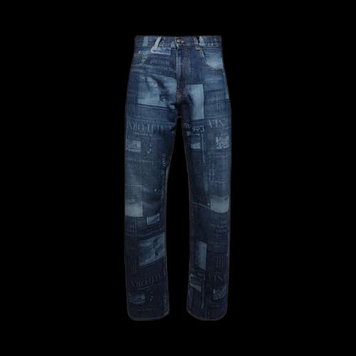 Palm Angels Patterned Wide Leg Jeans 'Medium Blue'