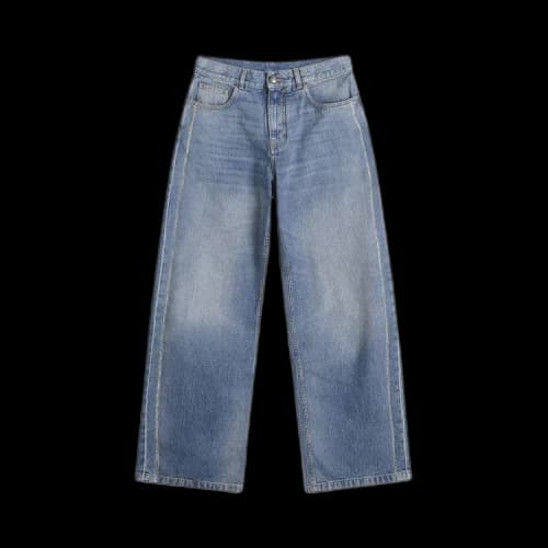 Palm Angels Curved Logo Loose Jeans 'Light Blue'