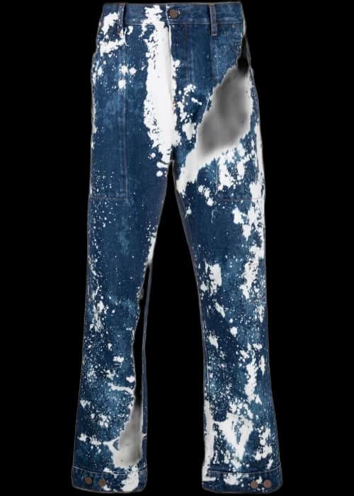 Palm Angels Galaxy Dyed Loose Fit Jeans Blue Brown