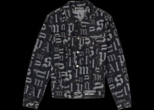 Palm Angels Monogram Print Denim Jacket Black