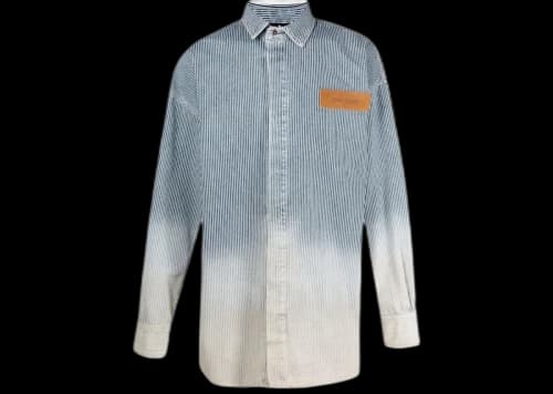 Palm Angels Bleached Denim Shirt Blue
