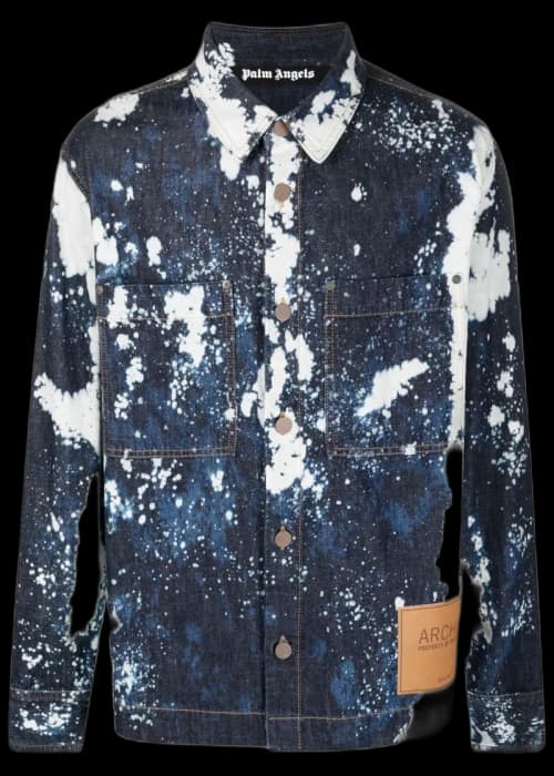 Palm Angels Galaxy Dyed Denim Shirt Blue Brown