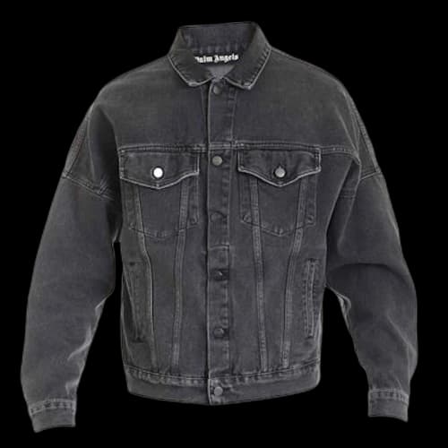 Palm Angels Logo Over Denim Jacket Black