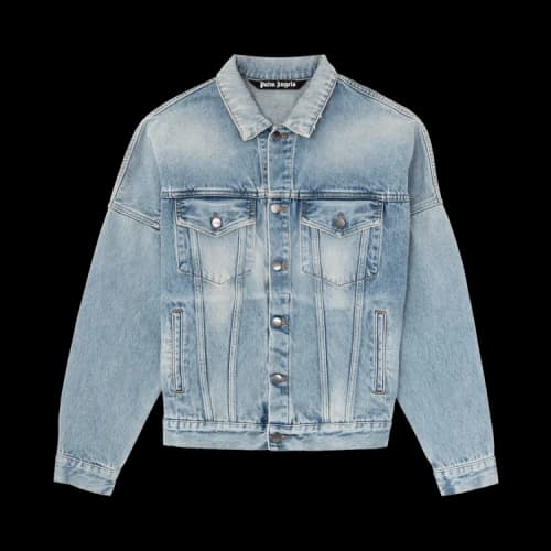 Palm Angels Logo Over Denim Jacket 'Blue/White'
